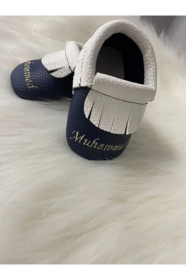 Детские мокасины для мальчиков с графическим принтом Betülün Diktikleri, Navy Blue — фото 4