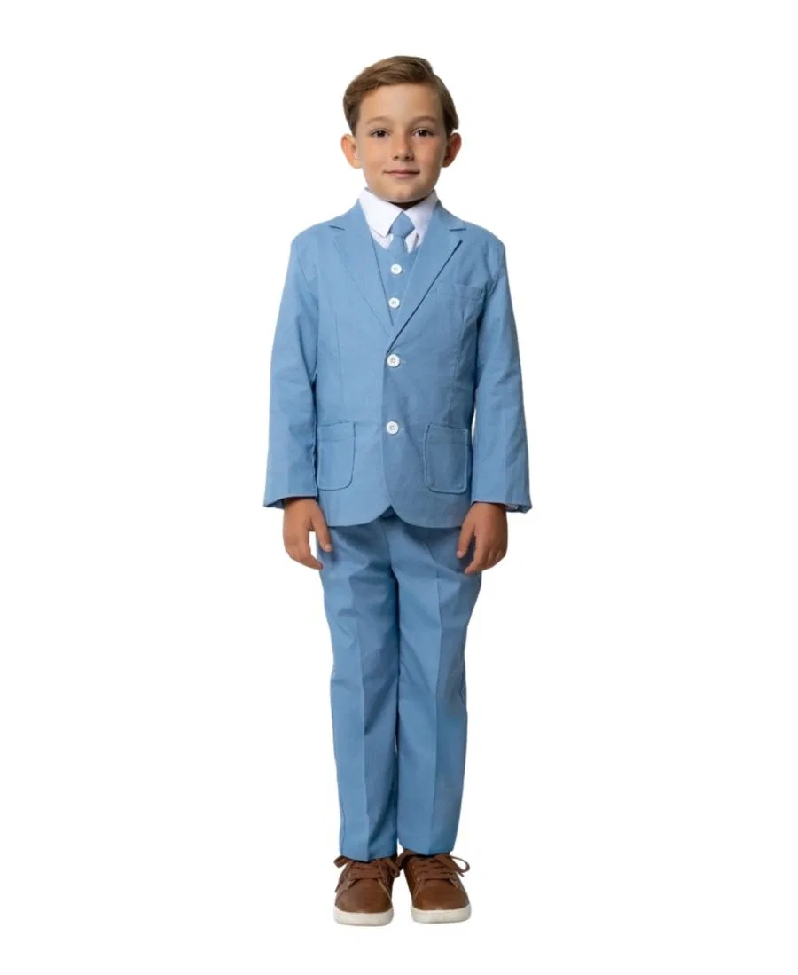 Детский костюм Joey Safari из льняной смеси, комплект из 5 предметов Peanut Butter Collection, Powder Blue