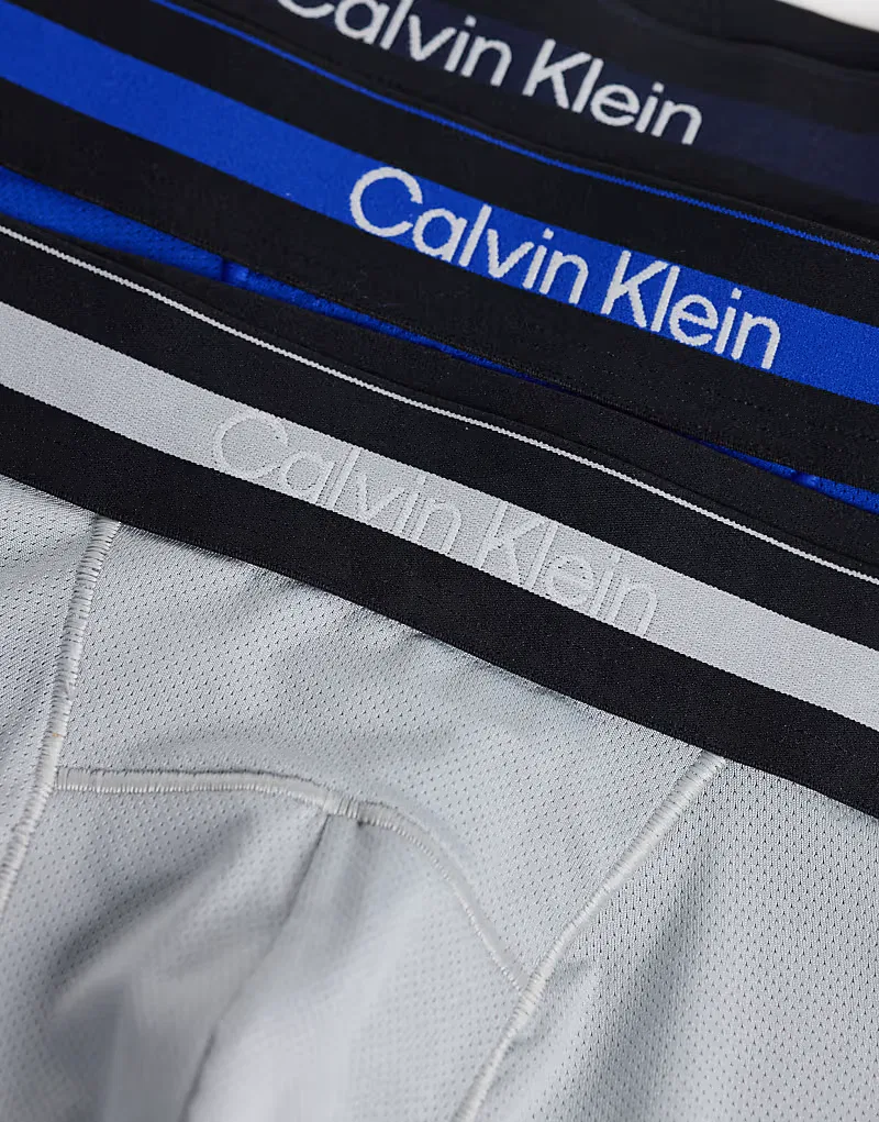 Боксеры-брифы сетчатые Icon Active 3 шт Calvin Klein, черный/синий/серый — фото 3