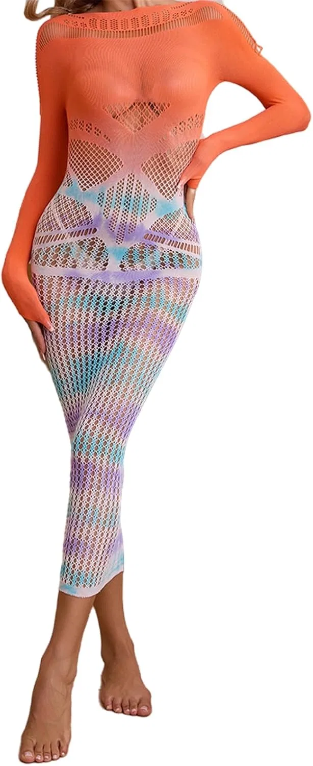 Женское мини-платье с градиентом Bodycon с вырезами, Yellow/Blue/Purple