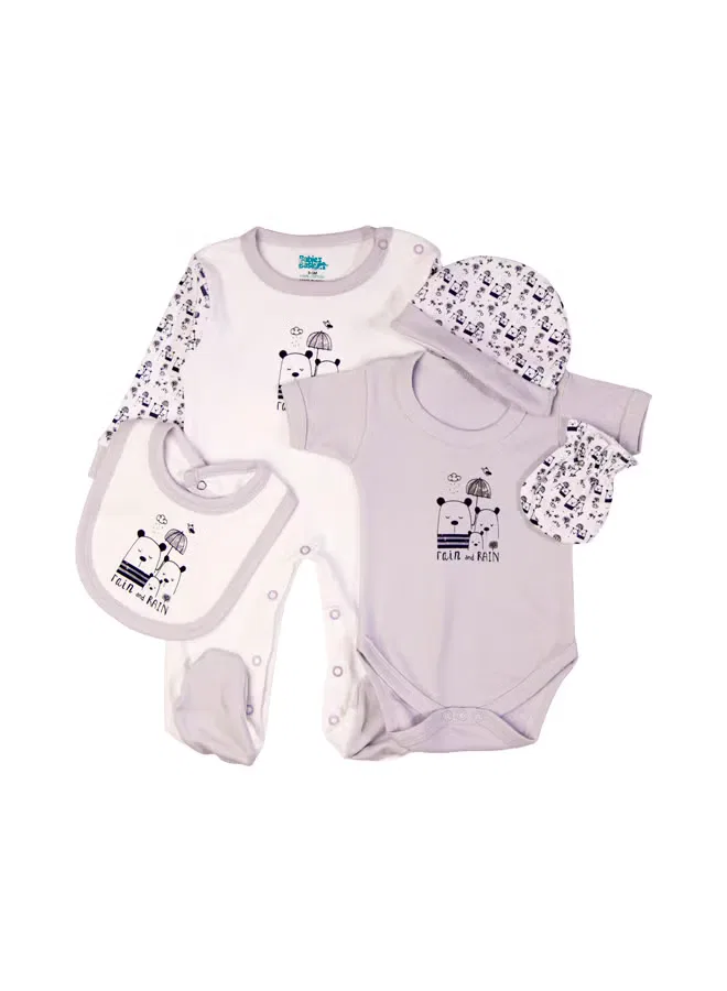 Комплект детский из хлопка 5 предметов Rain Babies Basic, лавандовый — фото 2