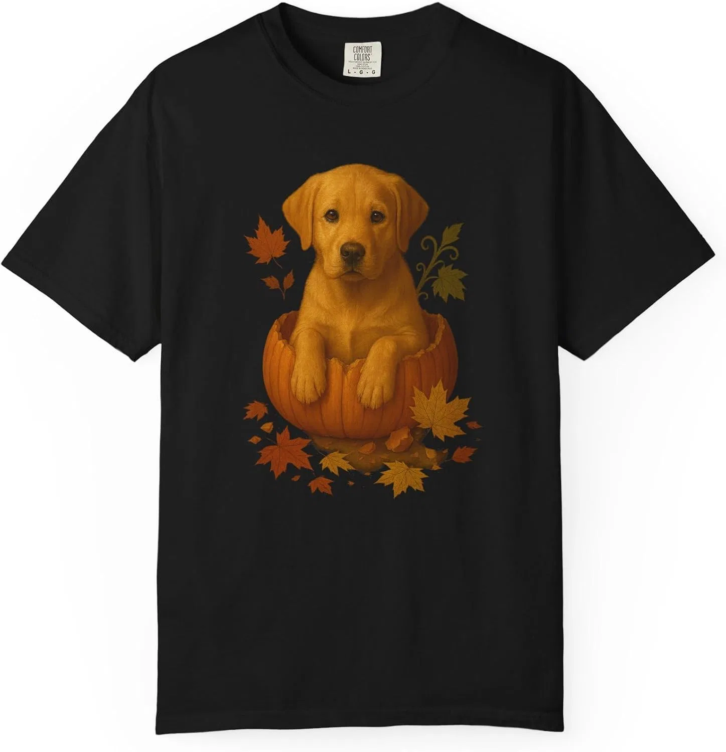Футболка с лабрадором в тыкве Comfort Colors, Black