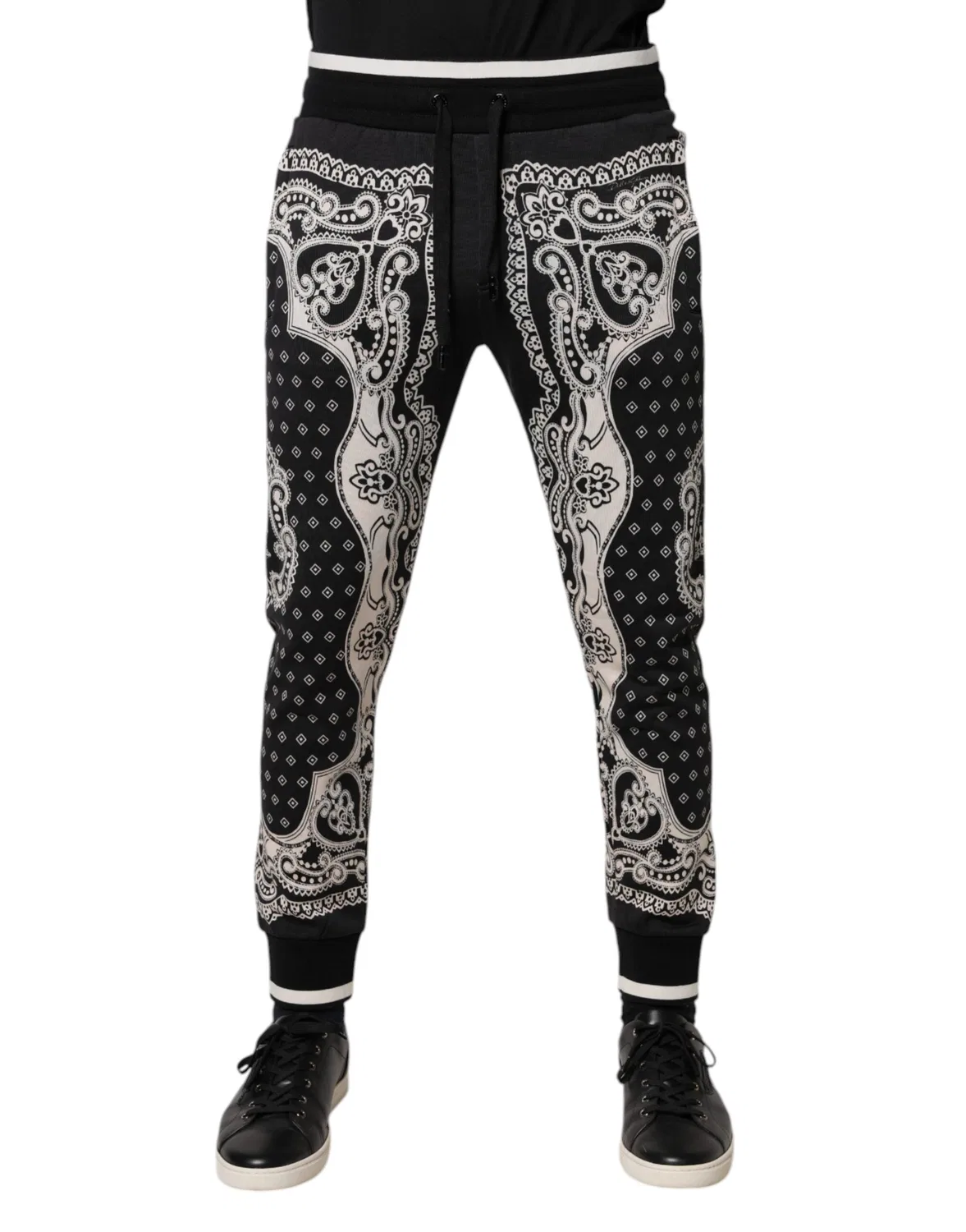 Мужские джоггеры с принтом бандана Jogger Pants Dolce & Gabbana, Black and White — фото 2