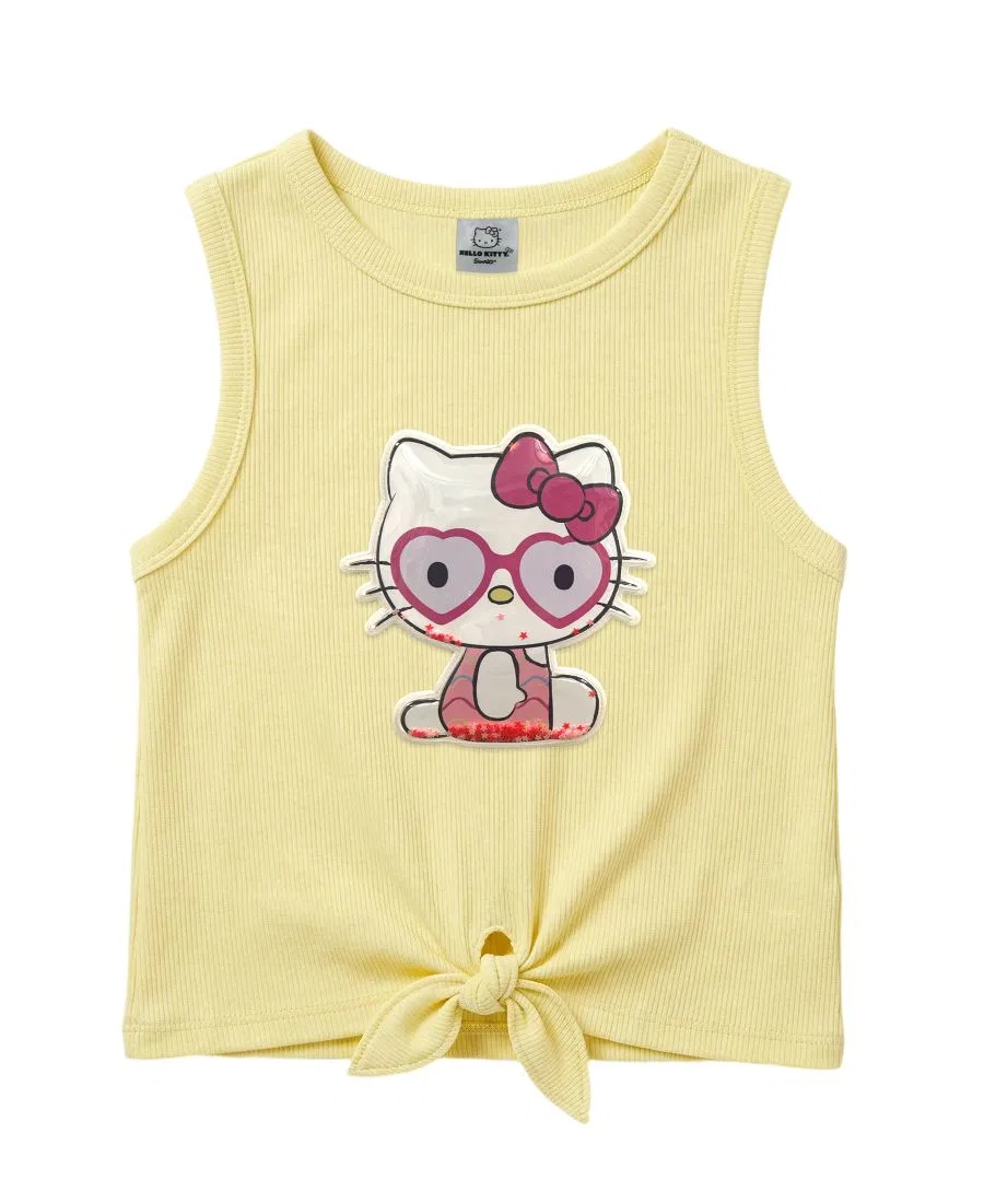 Комплект детский: топ без рукавов и шорты с аппликацией Hello Kitty Hello Kitty, White/Yellow — фото 2
