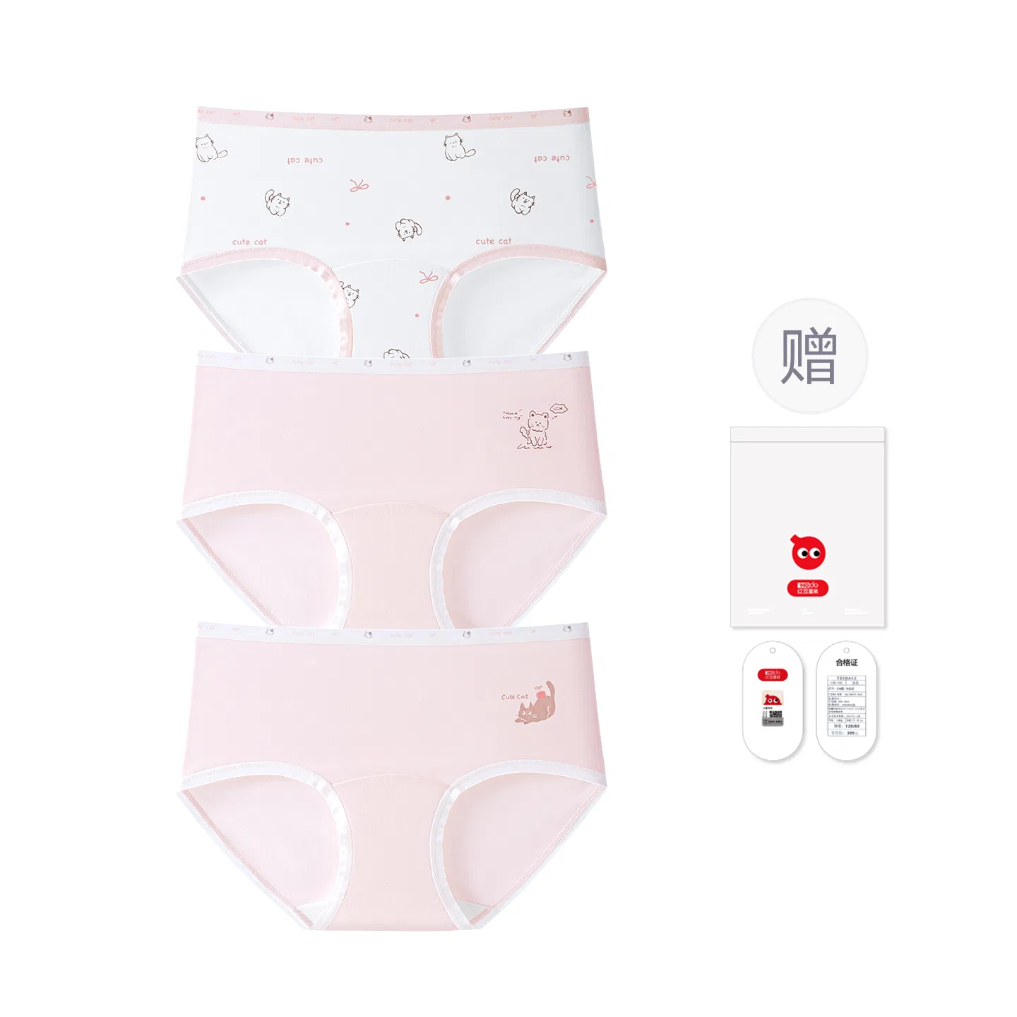 Детские трусы для девочек хлопковые Red bean, Keywords: Plain White Cat - Fresh Pink And White Cat - Fresh Pink And Black Cat