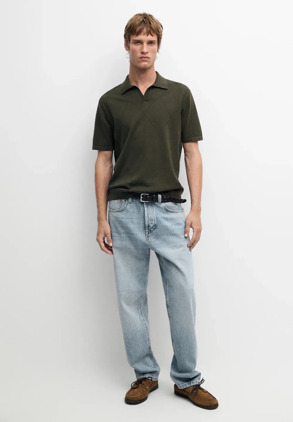 Поло с коротким рукавом из 100% хлопка - рубашка поло Massimo Dutti, Dark Grey — фото 2