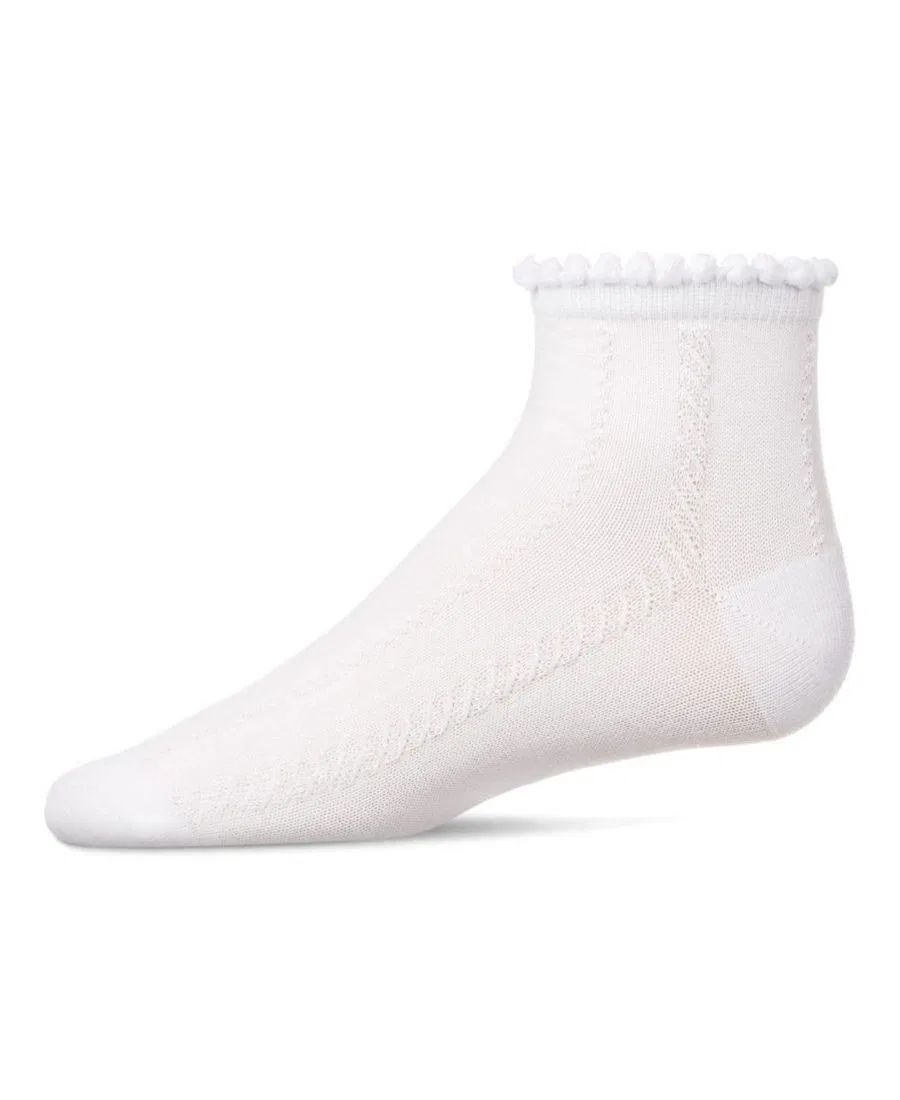 Детские носки-следки с узором Rope Stitch MeMoi, White