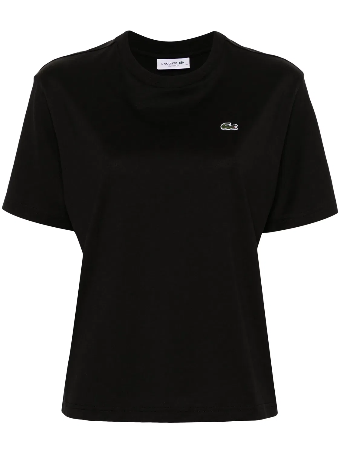 Хлопковая футболка с нашивкой-логотипом Lacoste, черный