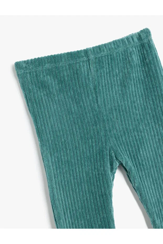 Детские леггинсы для девочек с принтом Spanish leg ribbed elastic waist leggings Koton, Green — фото 3