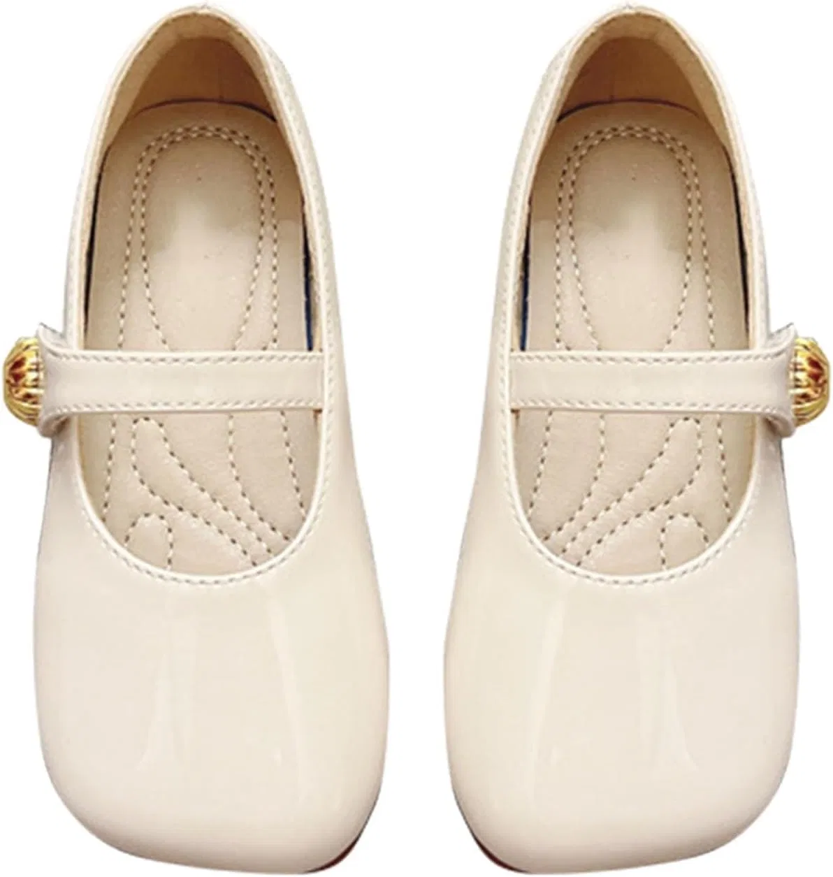 Детские туфли для девочек с принтом, модель Girls' Leather Shoes, бренд, Beige