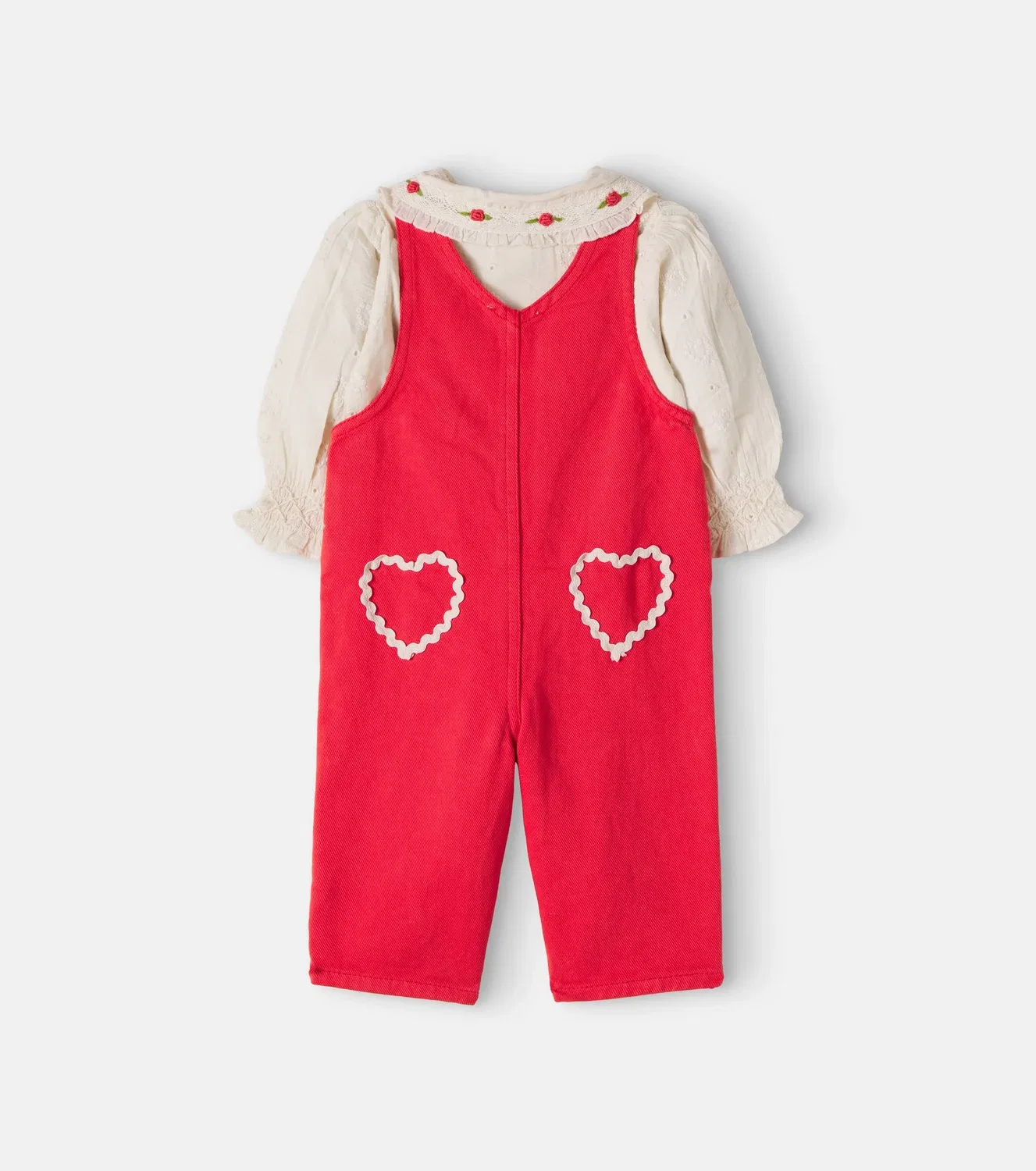 Комплект из комбинезона и блузки с вышивкой Baby Anita Bebe Organic, красный — фото 2