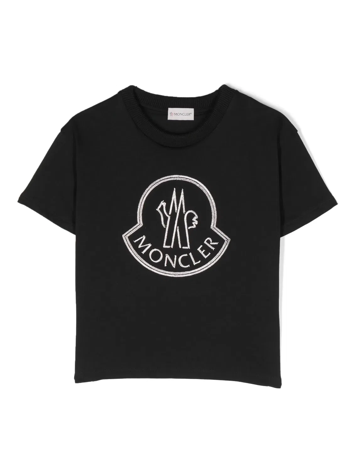 Хлопковая футболка с вышитым логотипом Moncler, черный