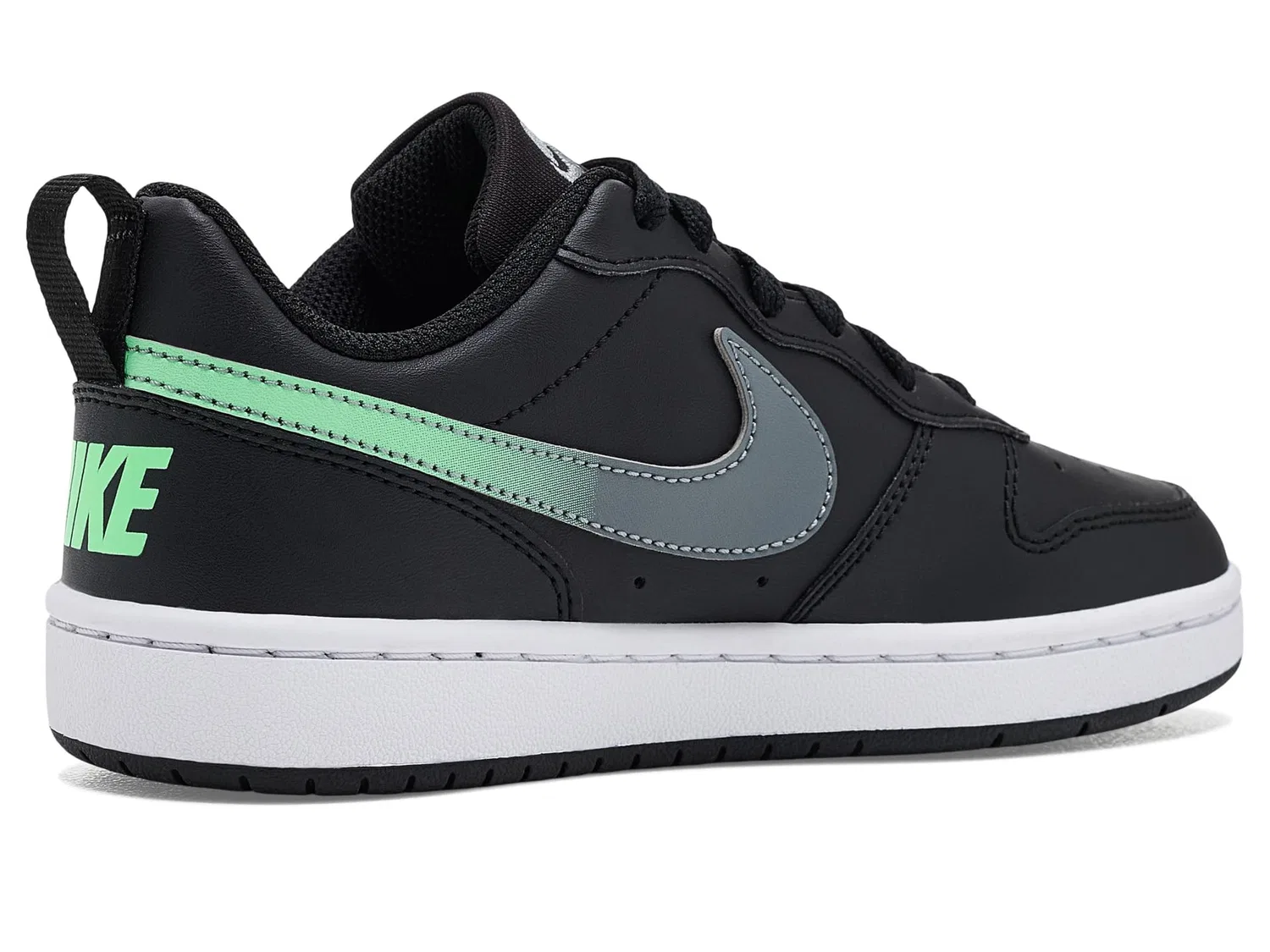 Кроссовки Court Borough Low Fade (для больших детей) Nike Kids, Black/Illusion Green/Smoke Grey/White — фото 4
