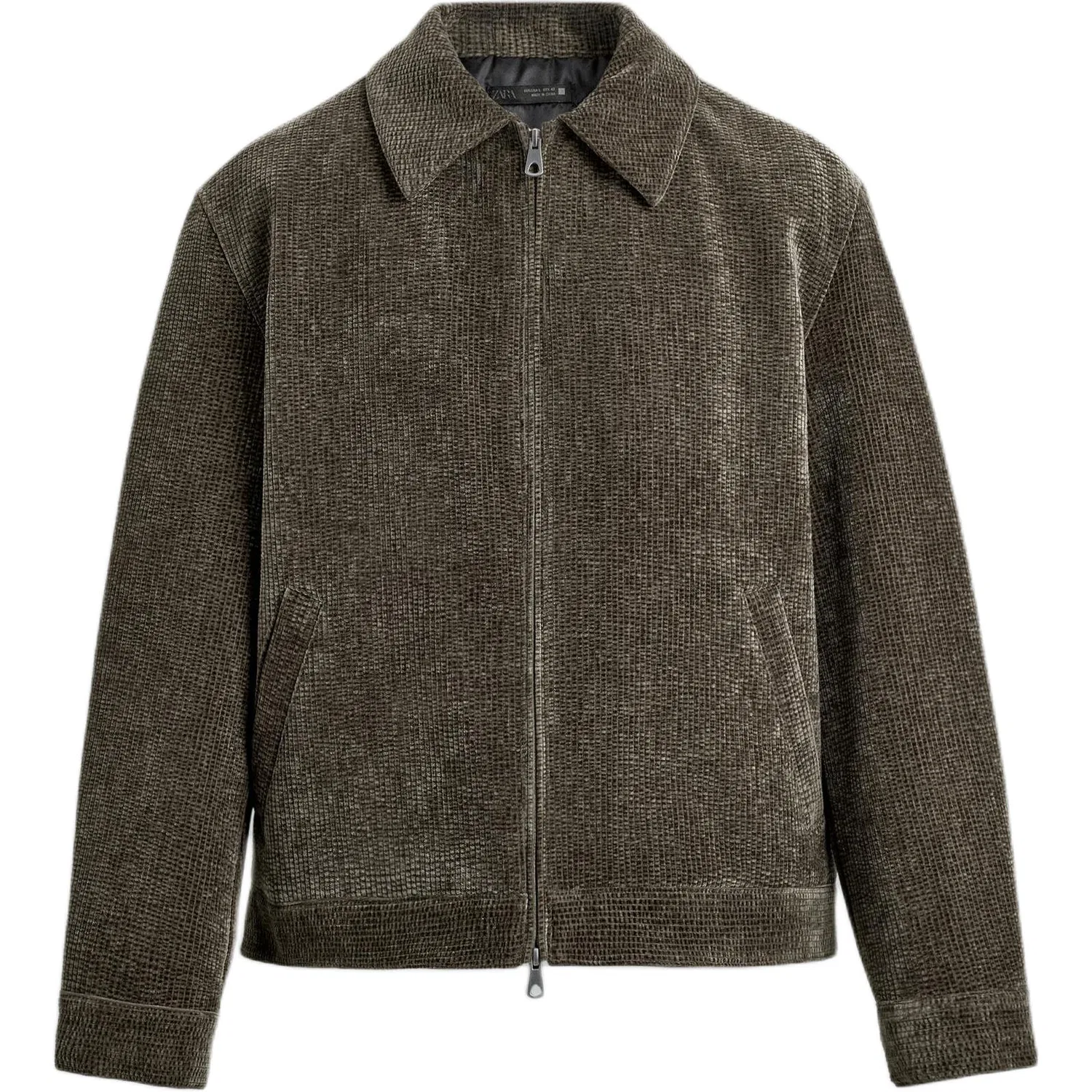 Мужской пуховик с лацканами Moss Green ZARA, Moss Green