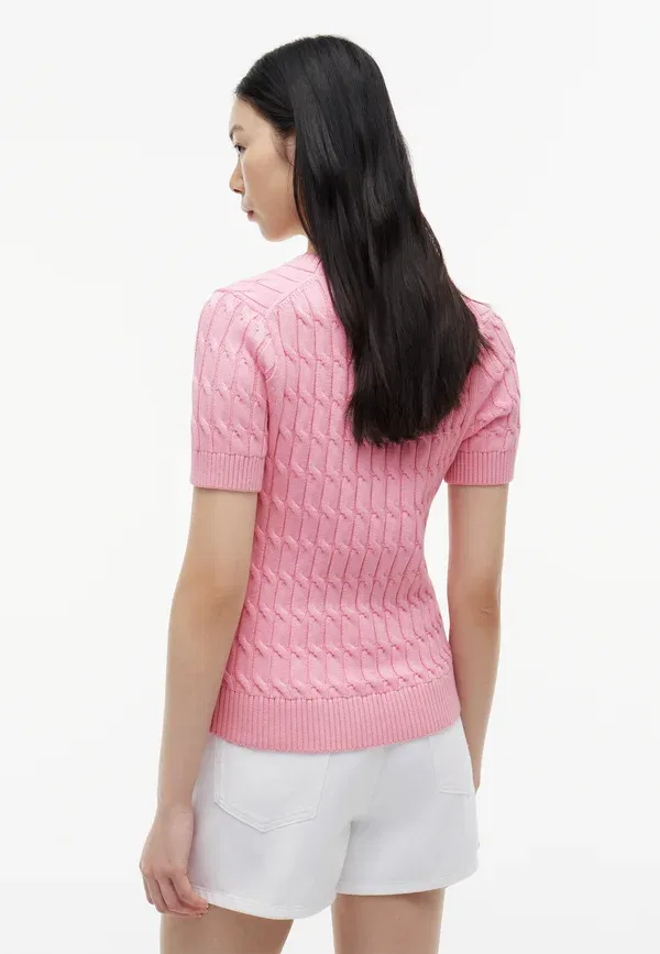 Футболка из хлопка Cable Tommy Hilfiger Classic Pink, розовый — фото 3