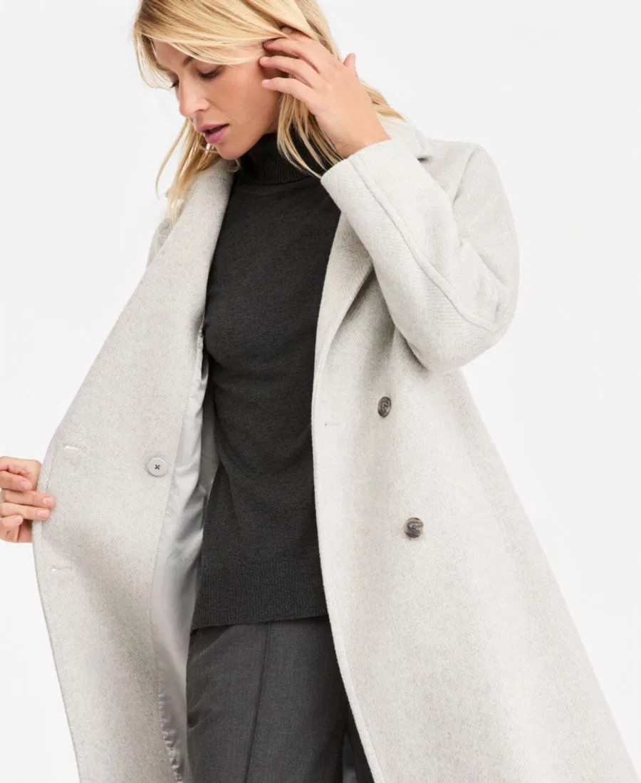 Пальто двубортное Calvin Klein, Lt Grey Herringbone (As Is) — фото 4