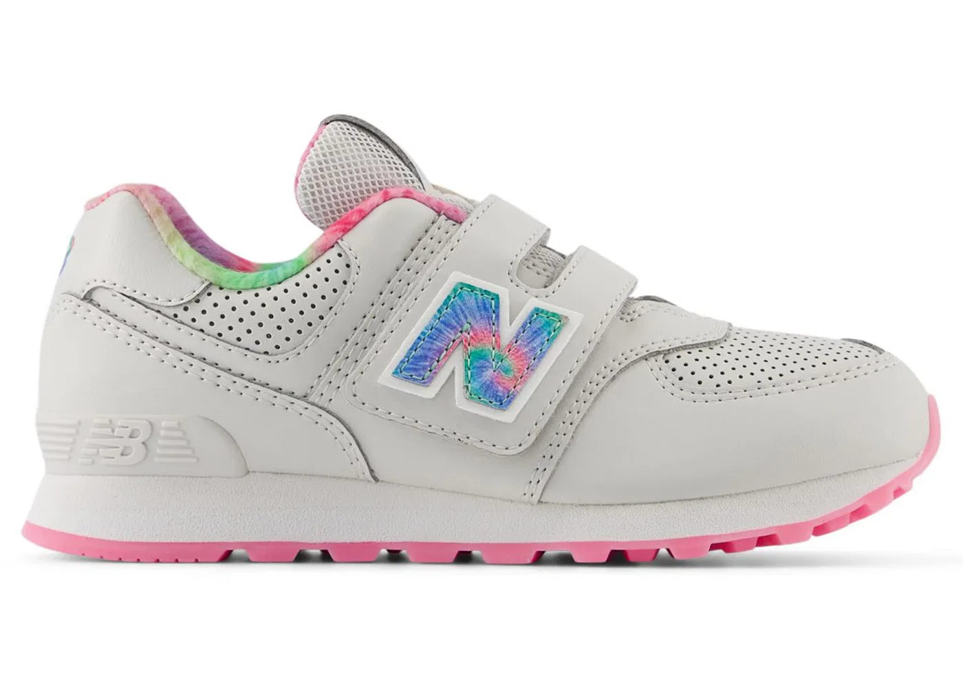 Детские кроссовки с принтом New Balance 574 Hook and Loop, Grey Matter/Signal Pink