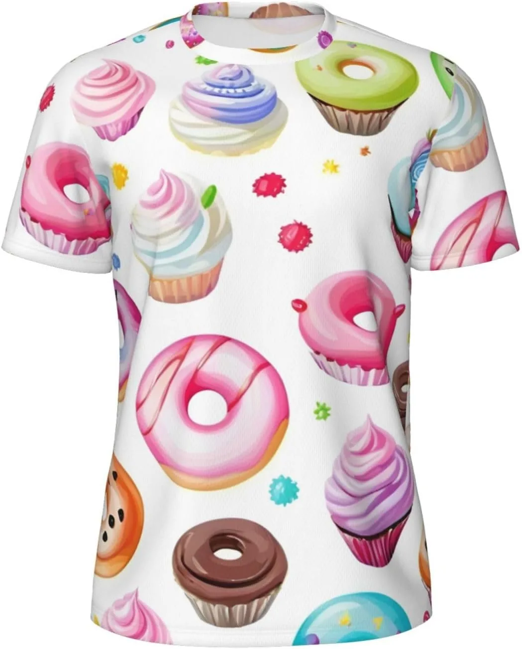 

Футболка мужская летняя с принтом Cupcakes Donuts Muffins SDFHU