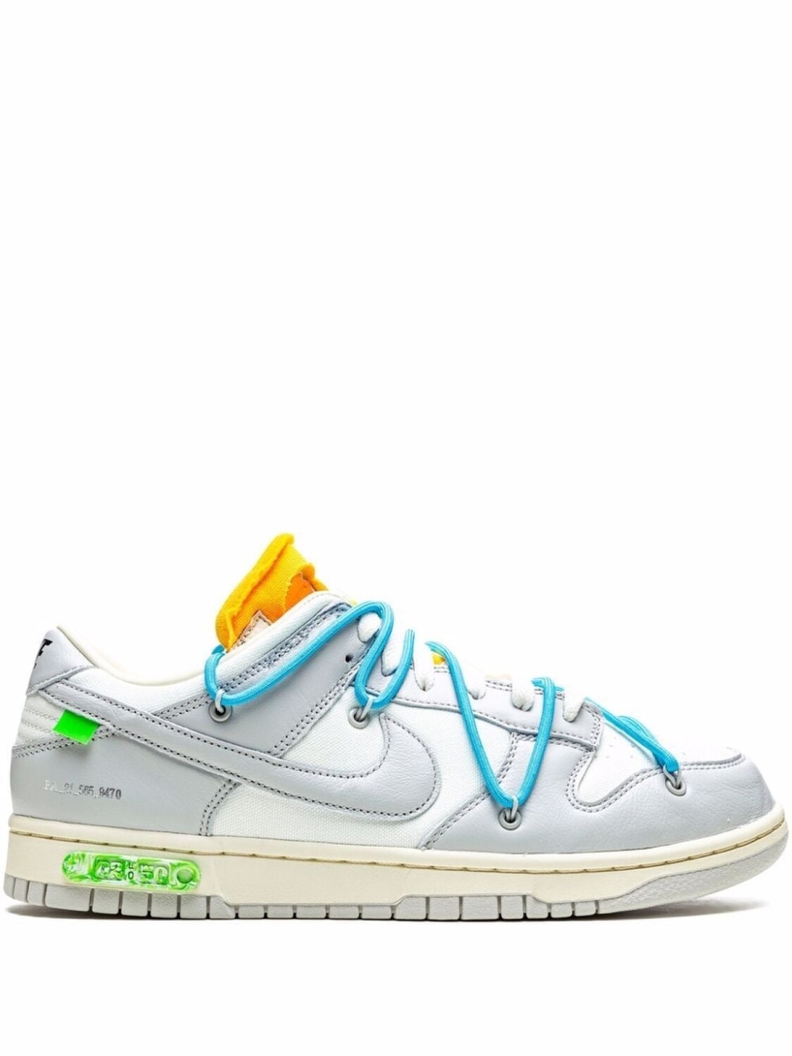 

Кроссовки Nike х Off-White Dunk Low, белый/серый/голубой/желтый