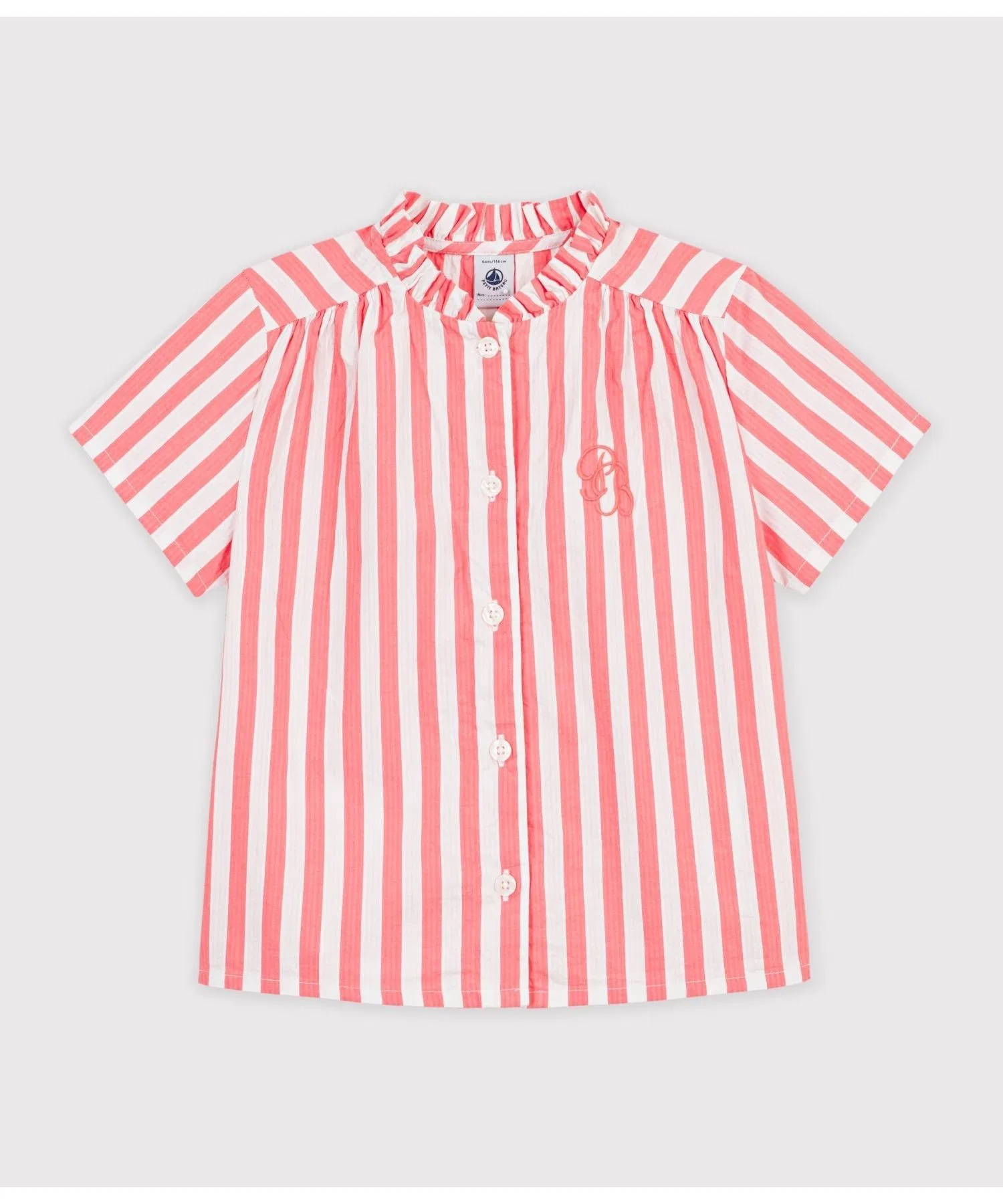Детская полосатая блузка с короткими рукавами PETIT BATEAU оранжевая