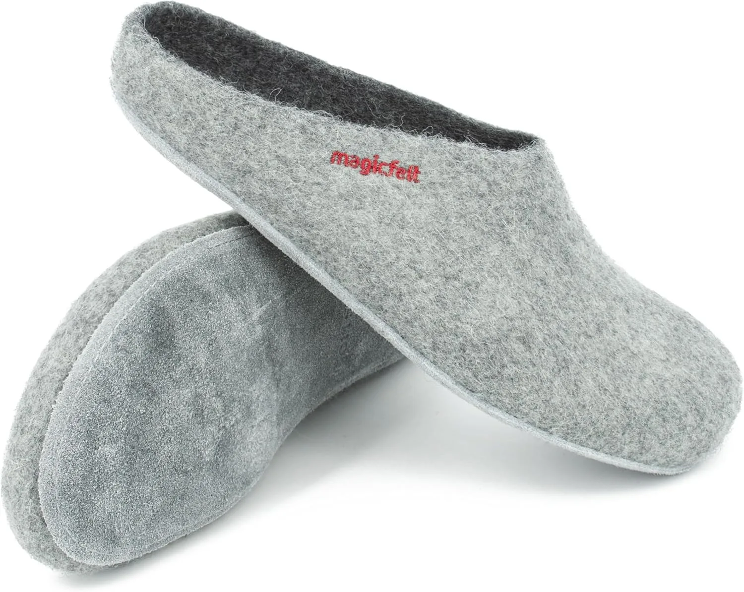 Войлочные тапочки Magicfelt AP 701 из 100% шерсти мериноса. Тапочки мужские и женские на платформе из высококачественной кожи - Сделано в Тироле, светло-серый