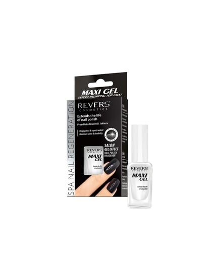

Продлевает стойкость лака. MAXI GEL EFFECT PLUMPING TOP COAT, Revers
