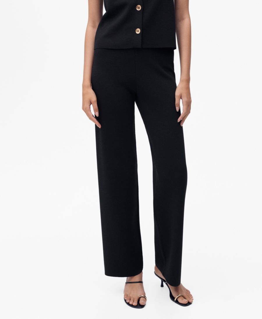 

Женские трикотажные брюки с эластичным поясом MANGO, Black