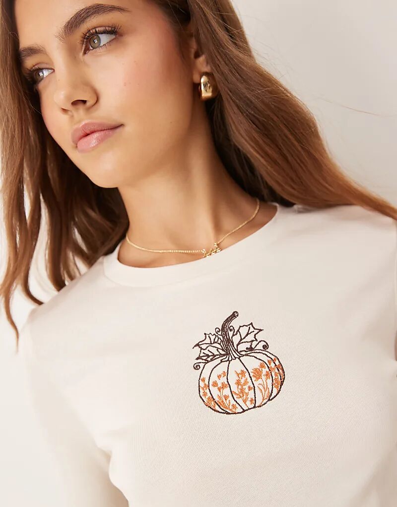

Детская футболка с длинными рукавами и принтом тыквы Miss Selfridge