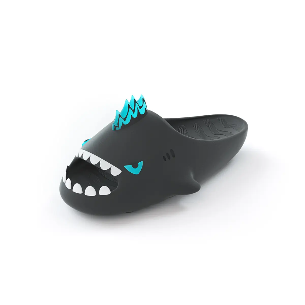 Sharkicks Nuclear Monster, Сланцы унисекс черные с розовым принтом HelloSlippers, синие