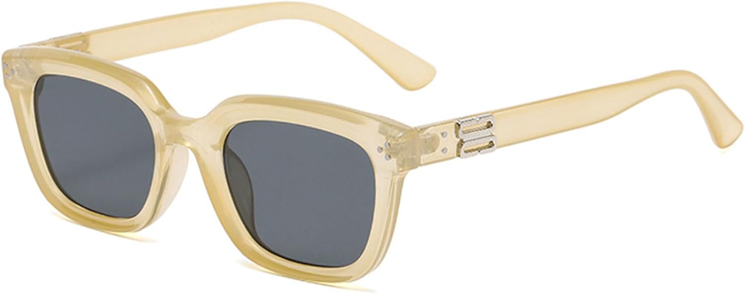 

Солнцезащитные очки «кошачий глаз» в винтажном стиле, без поляризации, прямоугольной формы, защита от УФ-излучения UV400, для женщин и мужчин ALKAHE, Transparent Yellow Frame Grey Lens