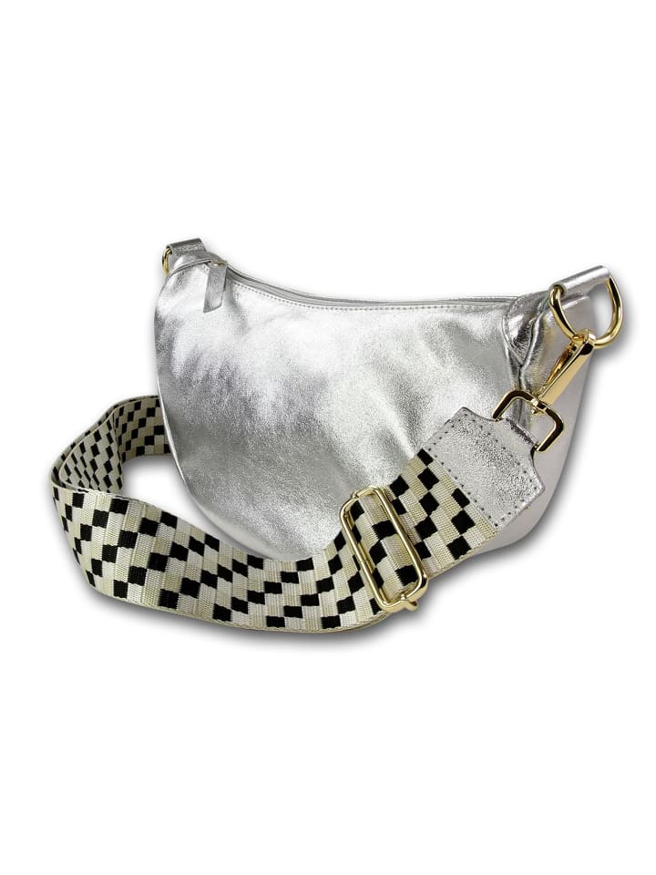 

Кожаная сумка через плечо, городская сумка Toscanto, серебристая, около 33 см Toscanto