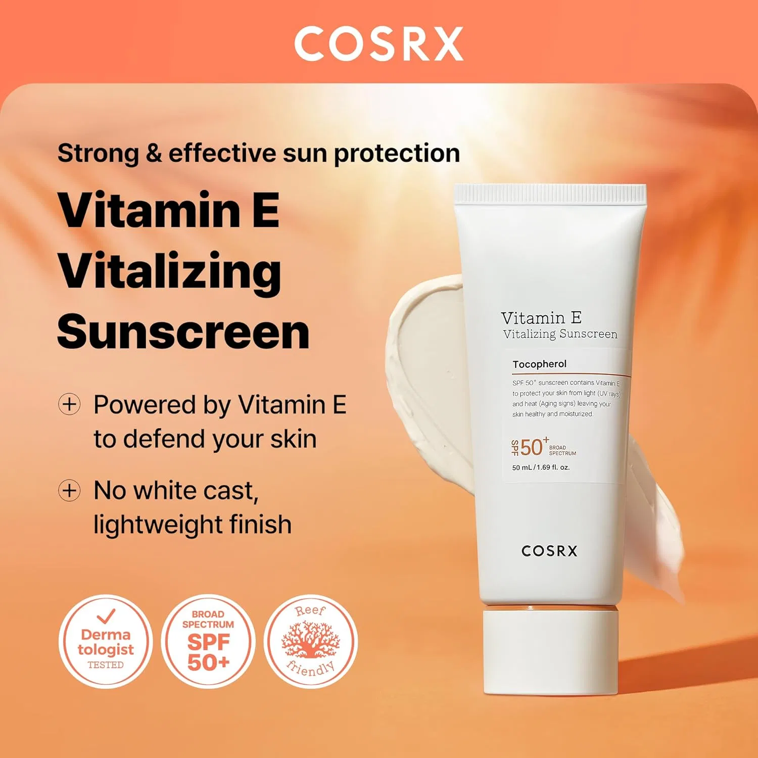 Солнцезащитный крем Cosrx Vitamin E Vitalizing Sunscreen SPF 50+ 50 мл Course Rx — фото 2