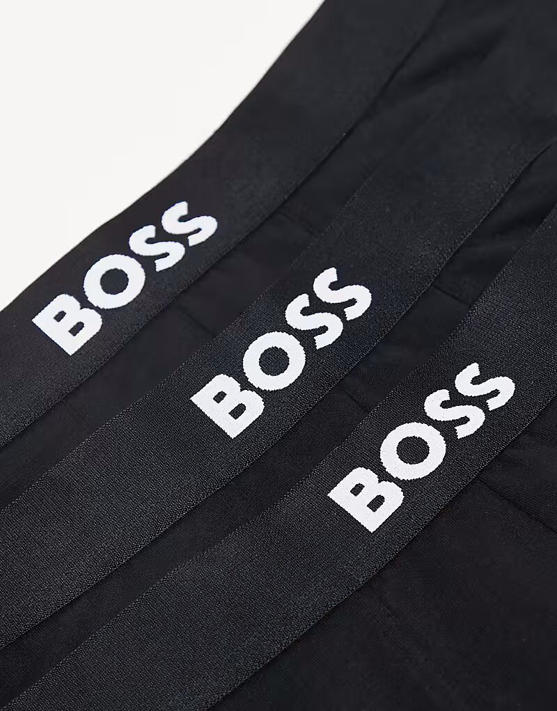 Комплект из 3 трусов-боксеров Boss Bodywear с логотипом спереди, черного цвета — фото 2