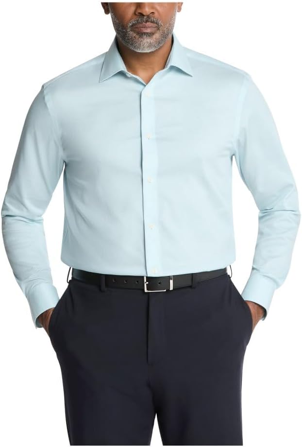 

Мужская рубашка Calvin Klein, не требующая глажки, эластичная, стандартного кроя, однотонная, Mint Julip