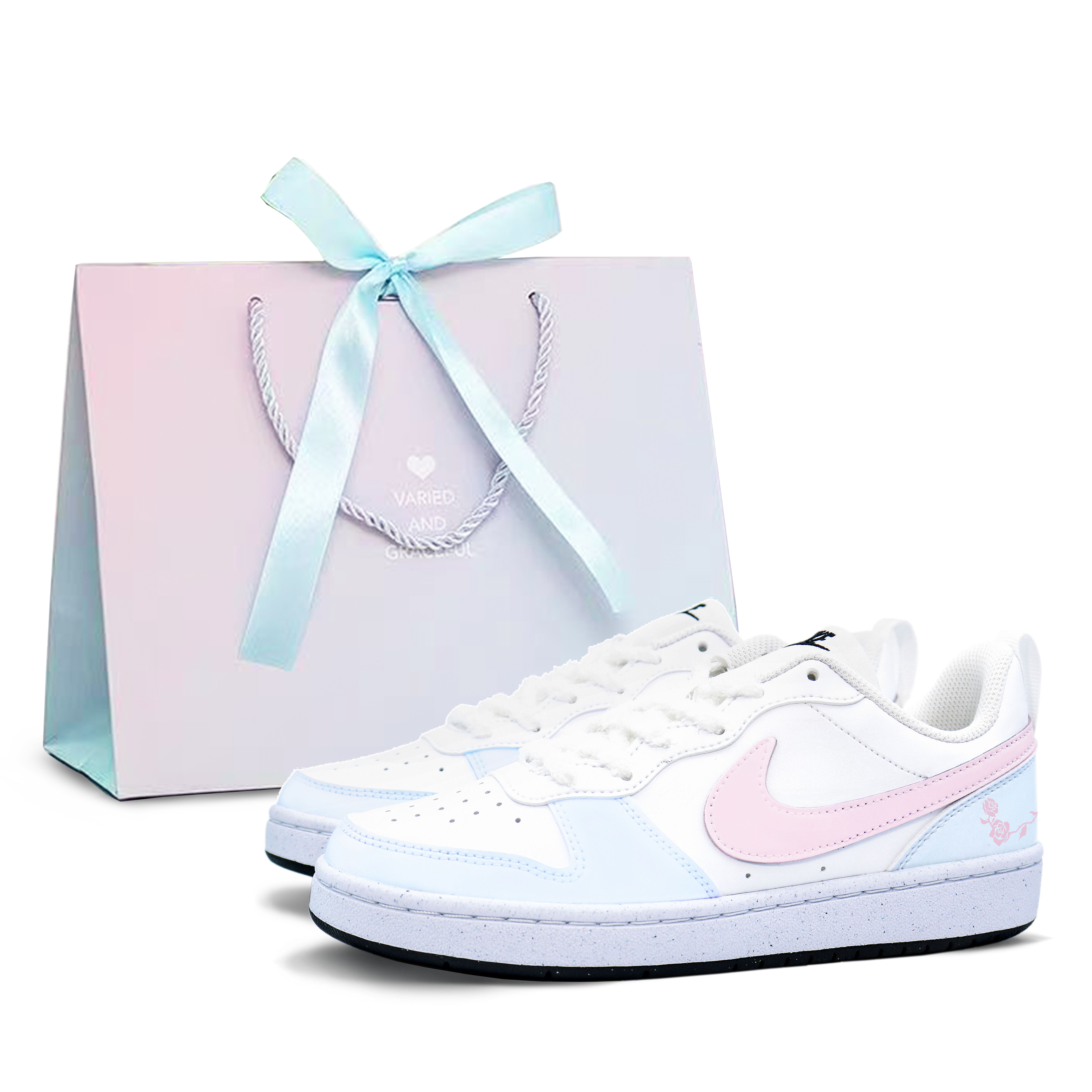 

Детские скейтерские кроссовки Court Borough для младших школьников Nike, синий/розовый