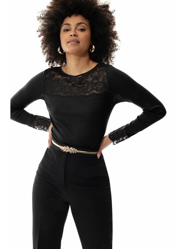 

Женская рубашка с круглым вырезом и длинными рукавами черного цвета Mey