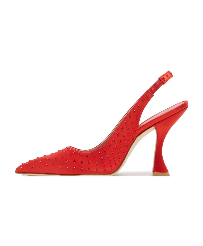 Туфли Лодочки с кружевной пяткой и кристаллами Stuart Weitzman, красный — фото 2
