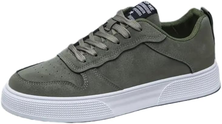 

Мужские повседневные кеды оливкового цвета - низкие кроссовки на шнуровке с белой подошвой, дышащей текстильной подкладкой и прочной ПВХ-подошвой для комфорта в течение всего дня и городского стиля Clolinde