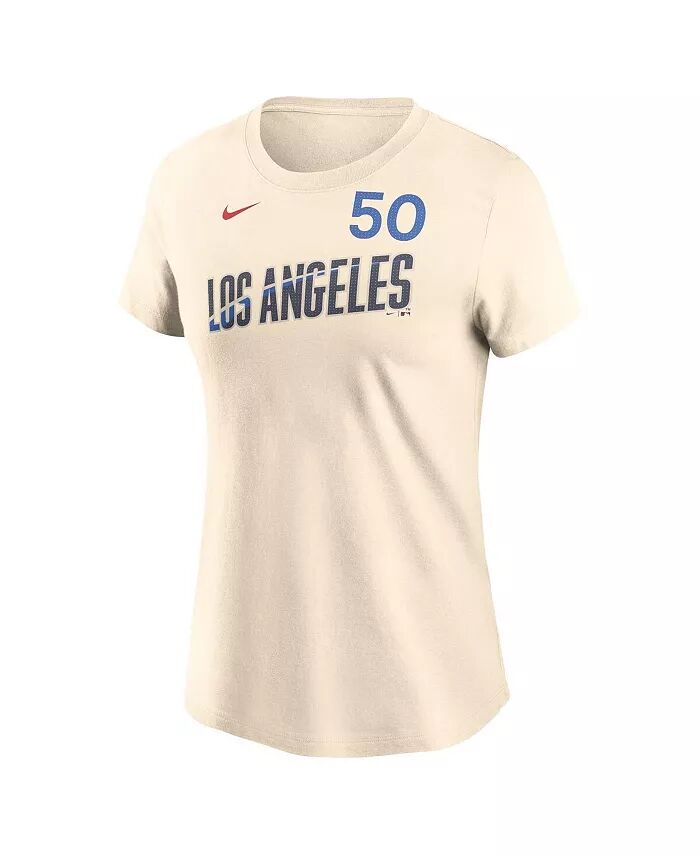 Женская футболка Mookie Betts Cream Los Angeles Dodgers 2024 City Connect Fuse с именем и номером Nike — фото 2