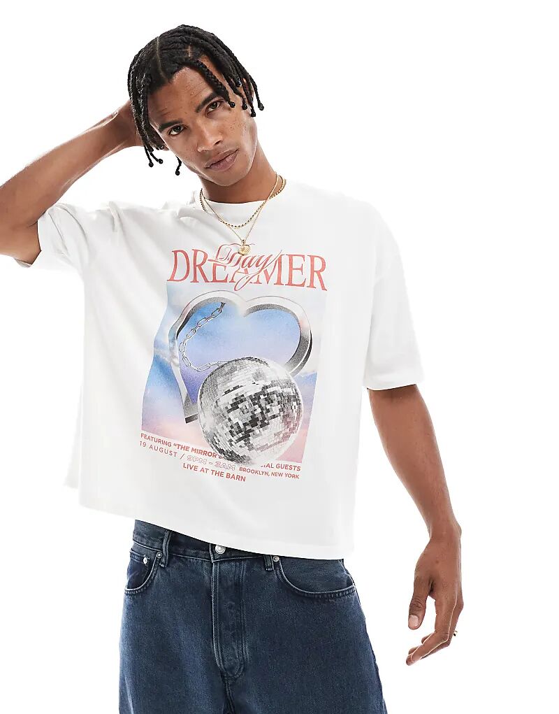 

Футболка свободного кроя ASOS DESIGN белого цвета с графическим принтом