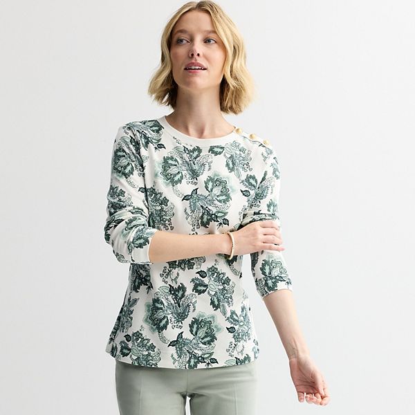 

Свитшот Petite с золотыми пуговицами Croft & Barrow, Sage Paisley Floral, Золотой, Свитшот Petite с золотыми пуговицами Croft & Barrow, Sage Paisley Floral