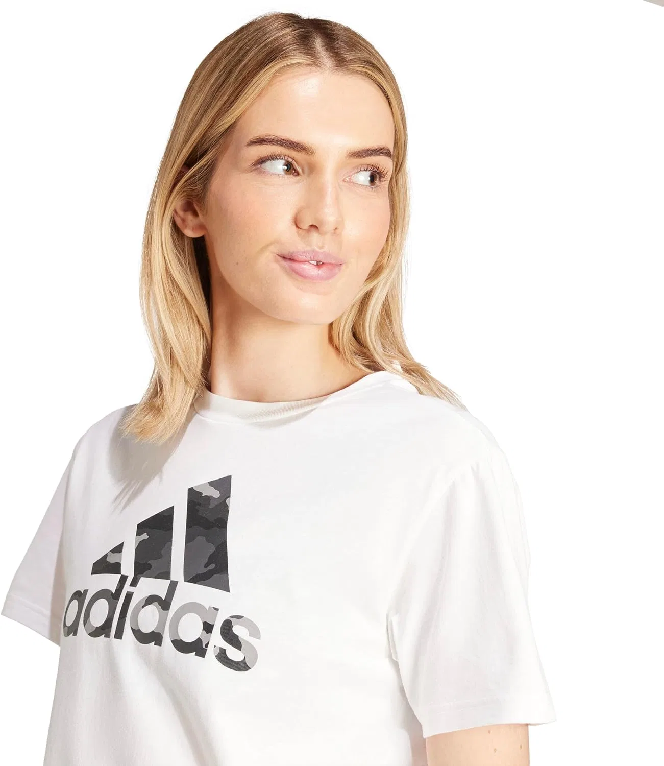 Футболка женская с принтом adidas, белый — фото 3