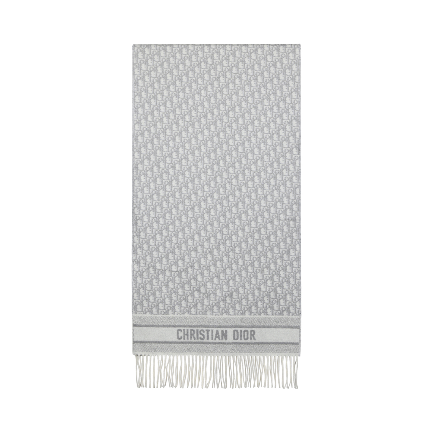 OBLIQUE Кашемировые вязаные шарфы для женщин DIOR, серый-double-sided logo pattern — фото 4