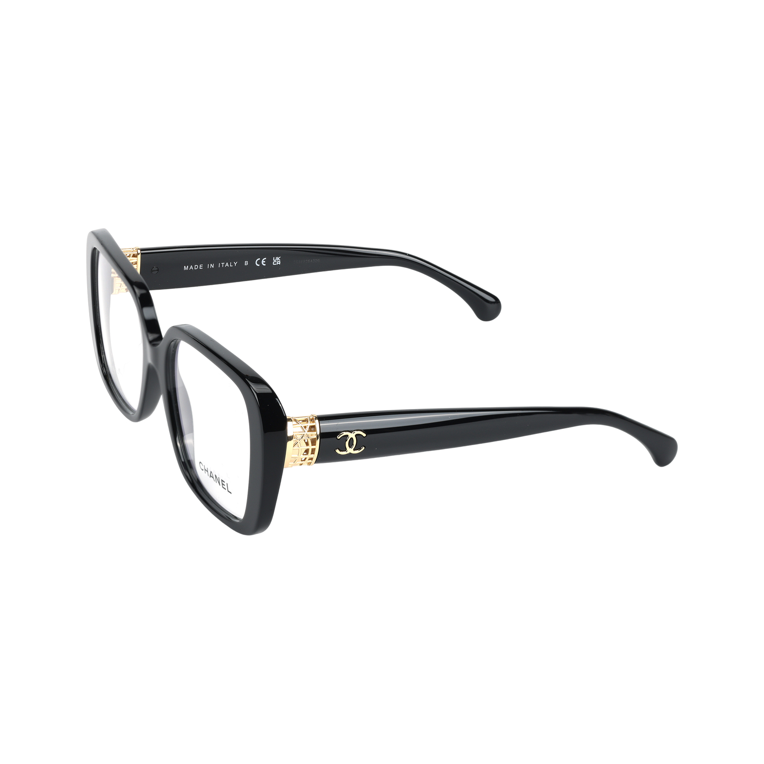 

CHANEL Металлические ацетатные квадратные оправы для очков unisex black