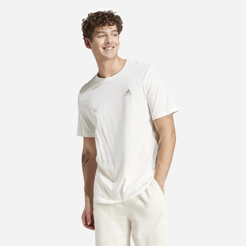 

Мужская футболка Essentials из одинарного джерси с вышитым маленьким логотипом Adidas, белый