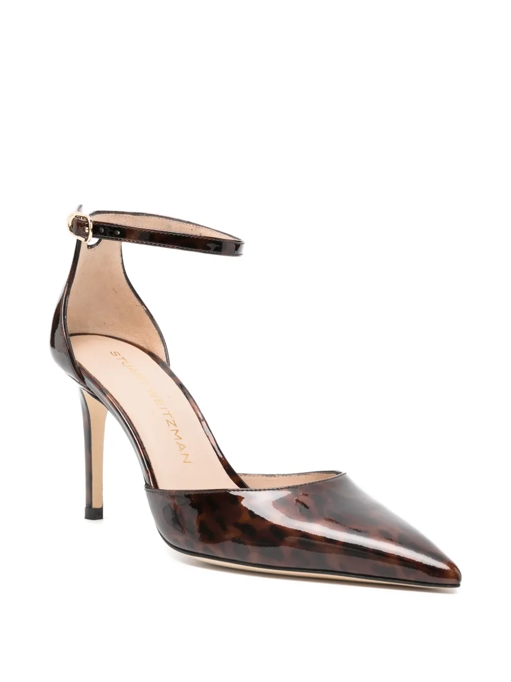 Туфли-лодочки с леопардовым принтом и ремешком на щиколотке 85 мм Stuart Weitzman, коричневый — фото 2