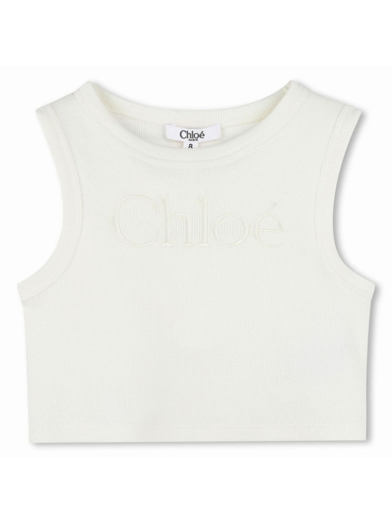 

Chloé Kids топ с вышитым логотипом, нейтральный цвет