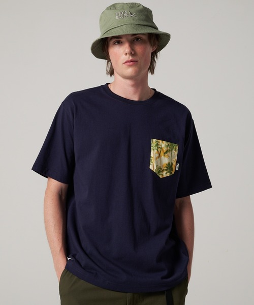 

Футболка с коротким рукавом, с карманом, с узором Eddie Bauer, темно-синий