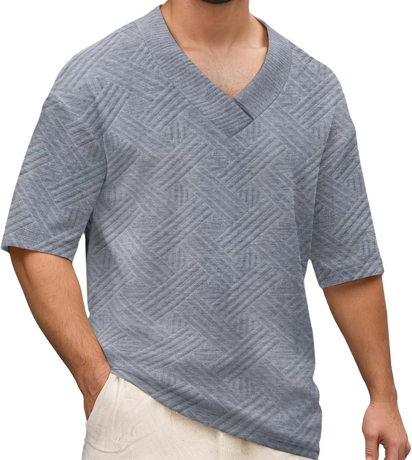 Мужская футболка Casual с круглым вырезом Jacquard Knit для повседневного комфорта