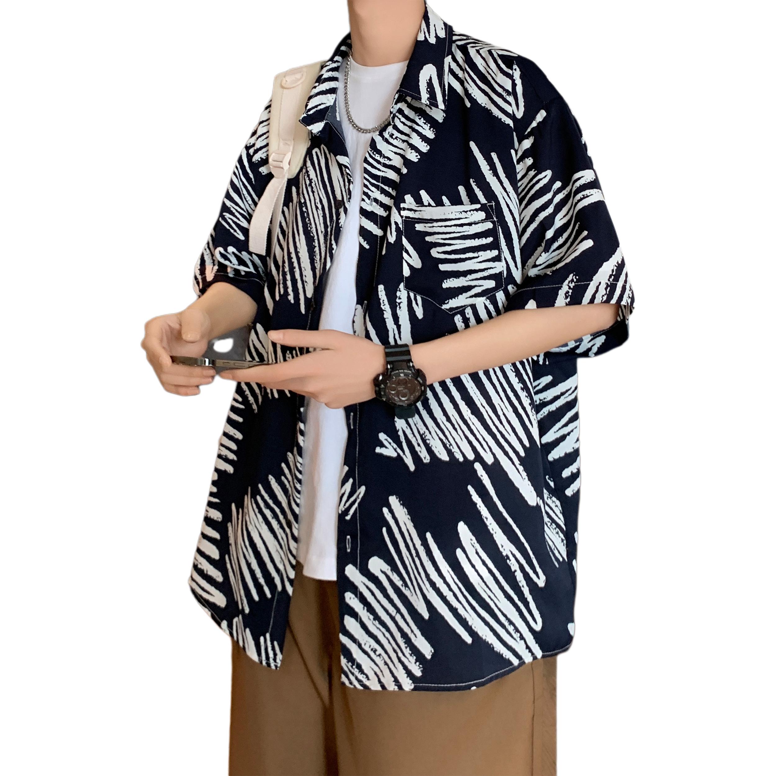 

Рубашка Unisex Lapel Moderate Hawaii ZIAREL, темно-синий